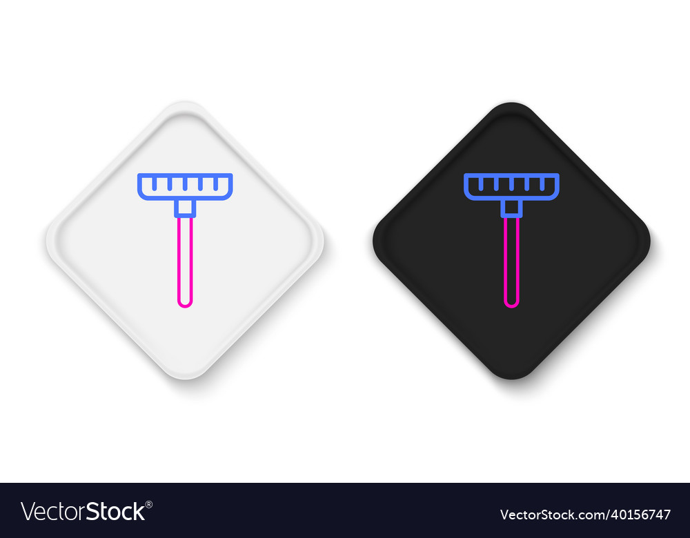 Line garden rake icon isolated on white background