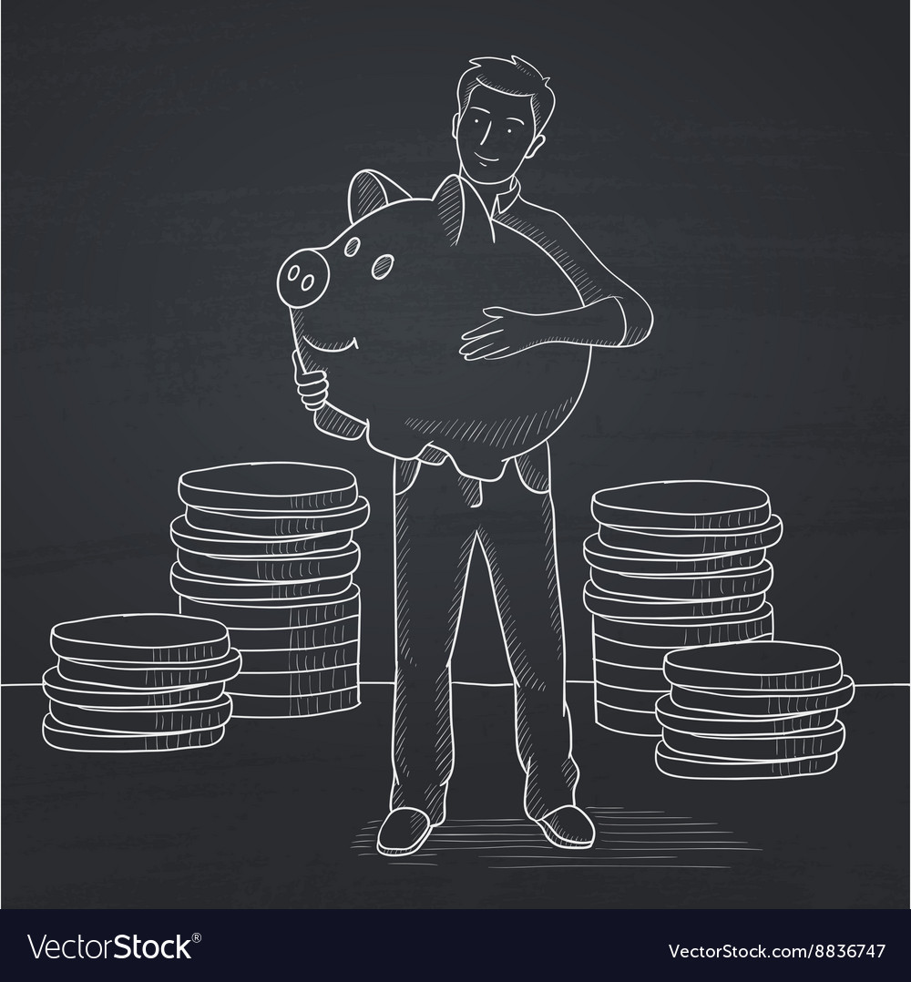 Man carrying piggy bank