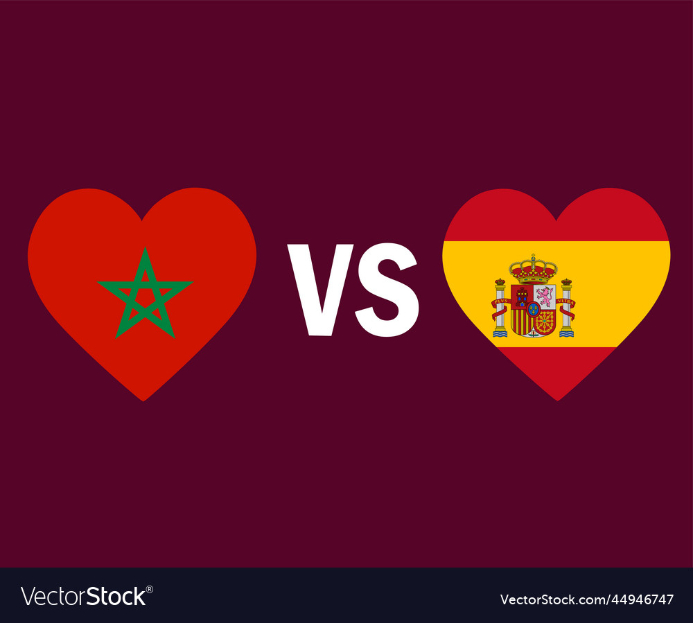 Morocco vs spain flag heart symbol design