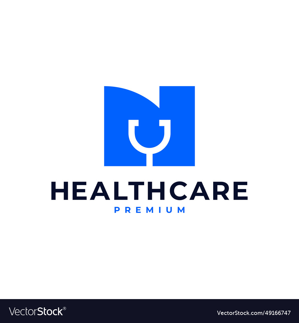 N letter initial healthcare stethoscope logo Vector Image N letter initial healthcare stethoscope logo