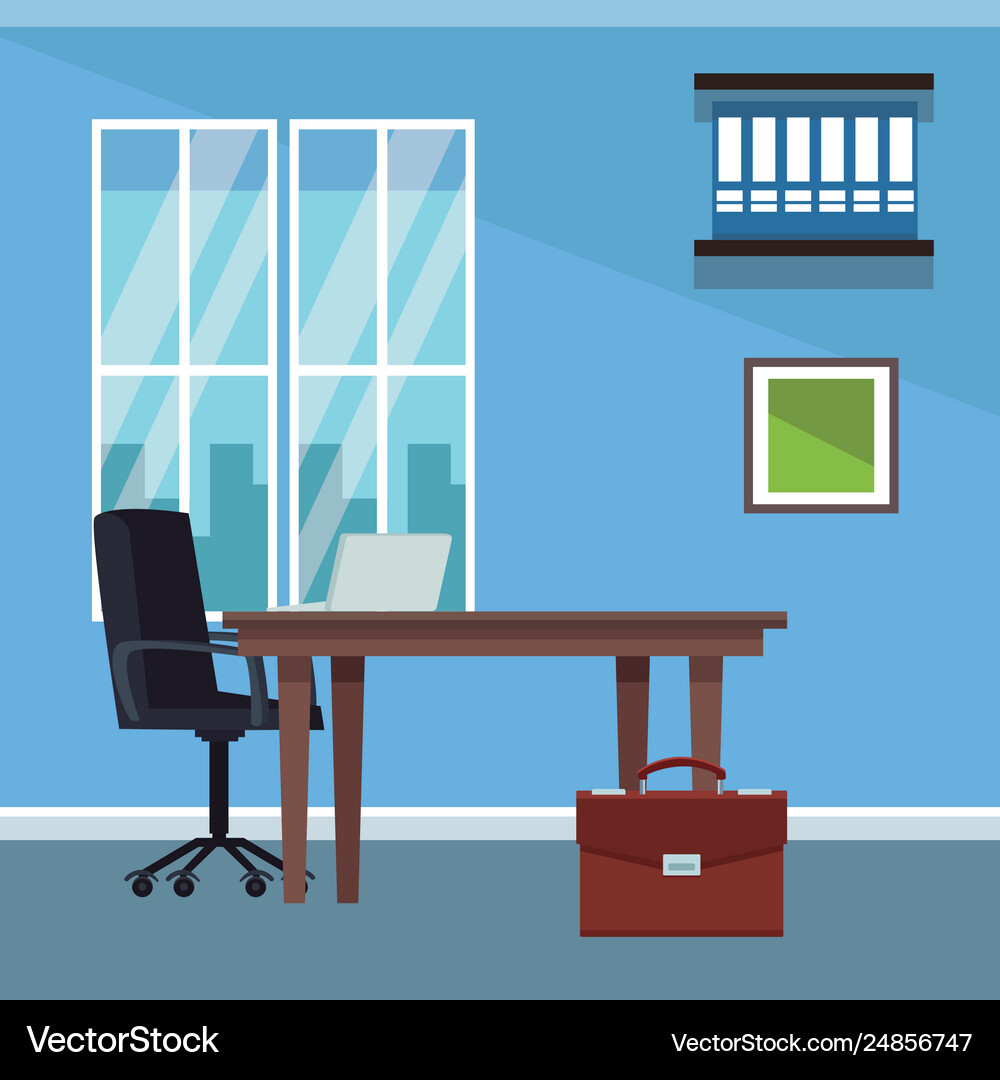 Office interior scenery Royalty Free Vector Image