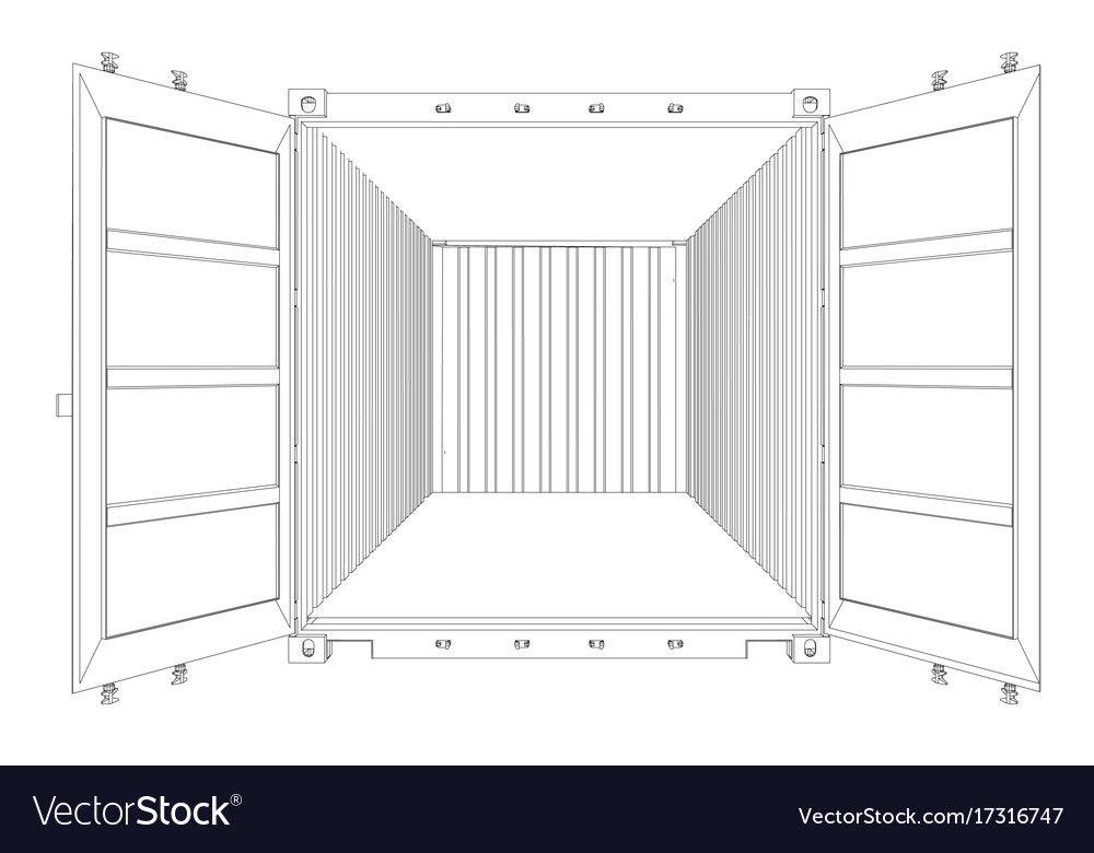 Empty container. Open frame контейнер. Раскраска морских контейнеров стиль.