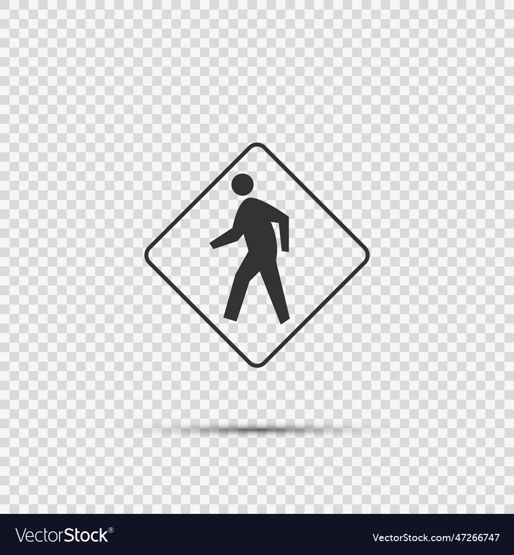 Pedestrian crossing sign on transparent background