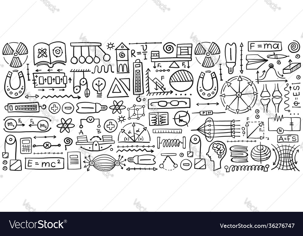 Physics icons sign and symbols seamless pattern vector image Physics icons sign and symbols seamless pattern