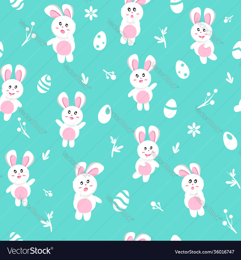 Rabbit in winter seamless pattern happy easter