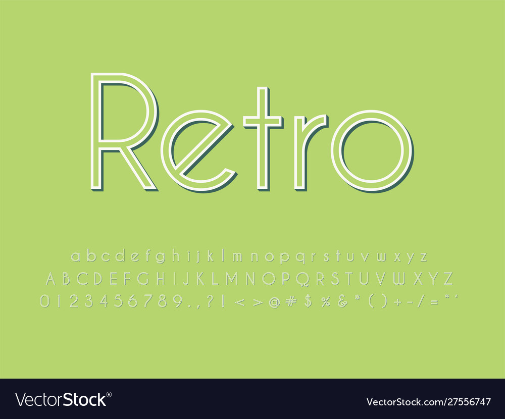 Retro font and alphabet stock Royalty Free Vector Image