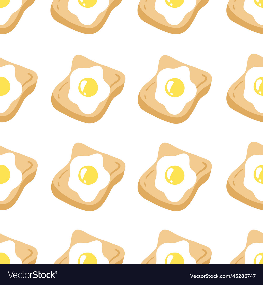 Seamless pattern with fried egg and toast vector image Seamless pattern with fried egg and toast