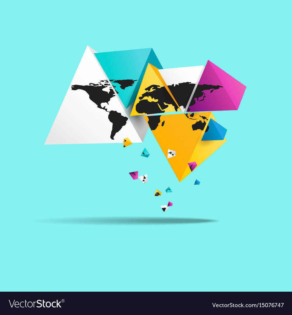 World map in triangle shape