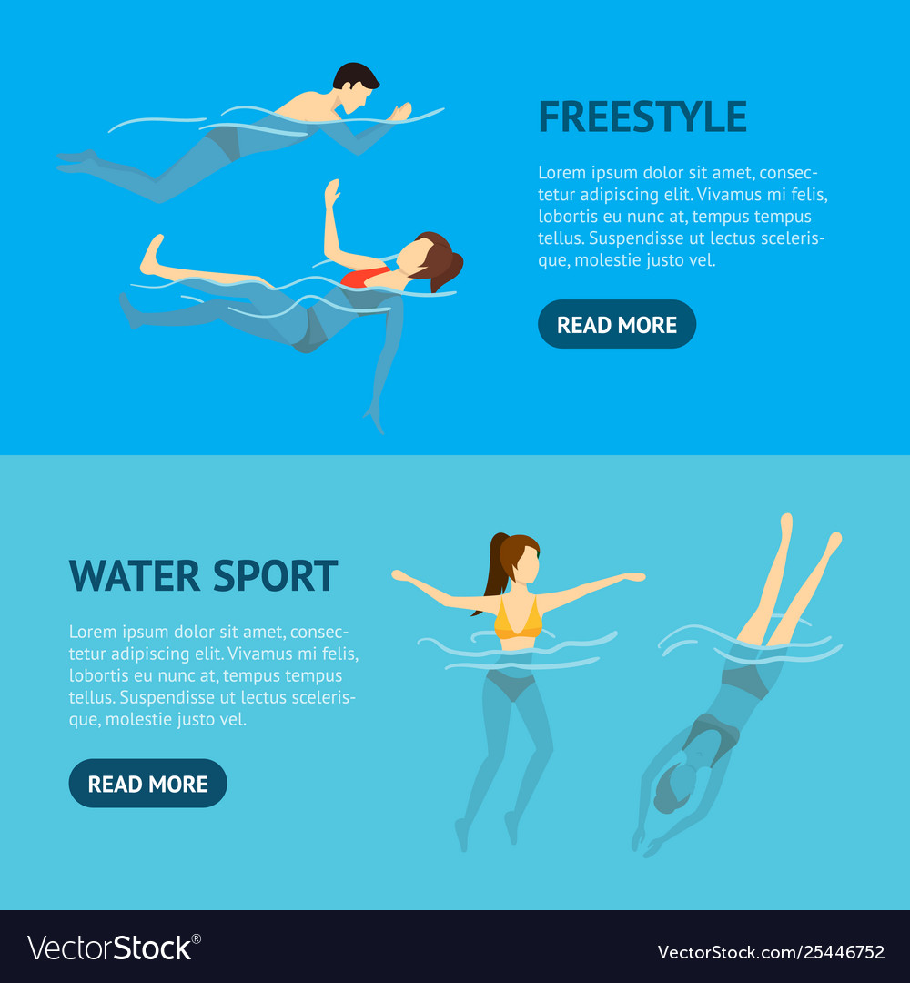 Cartoon characters swimming and diving people Vector Image