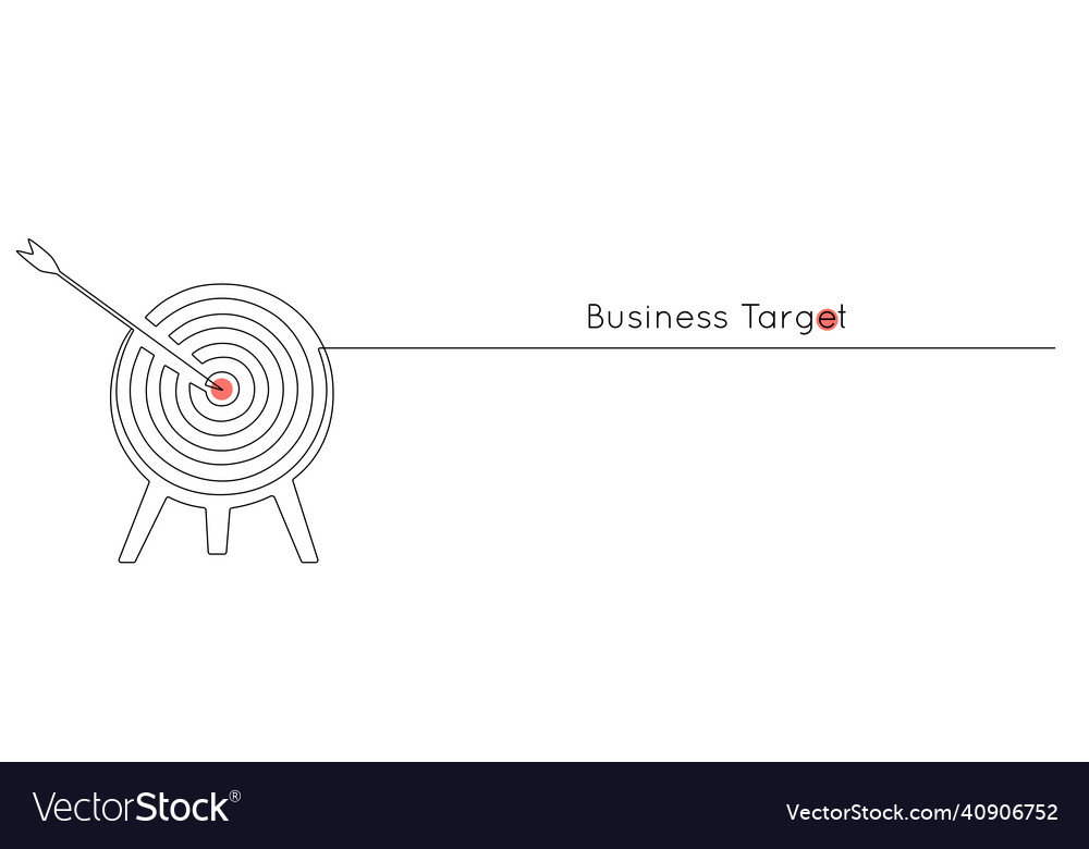 Continuous one line drawing of target with arrow