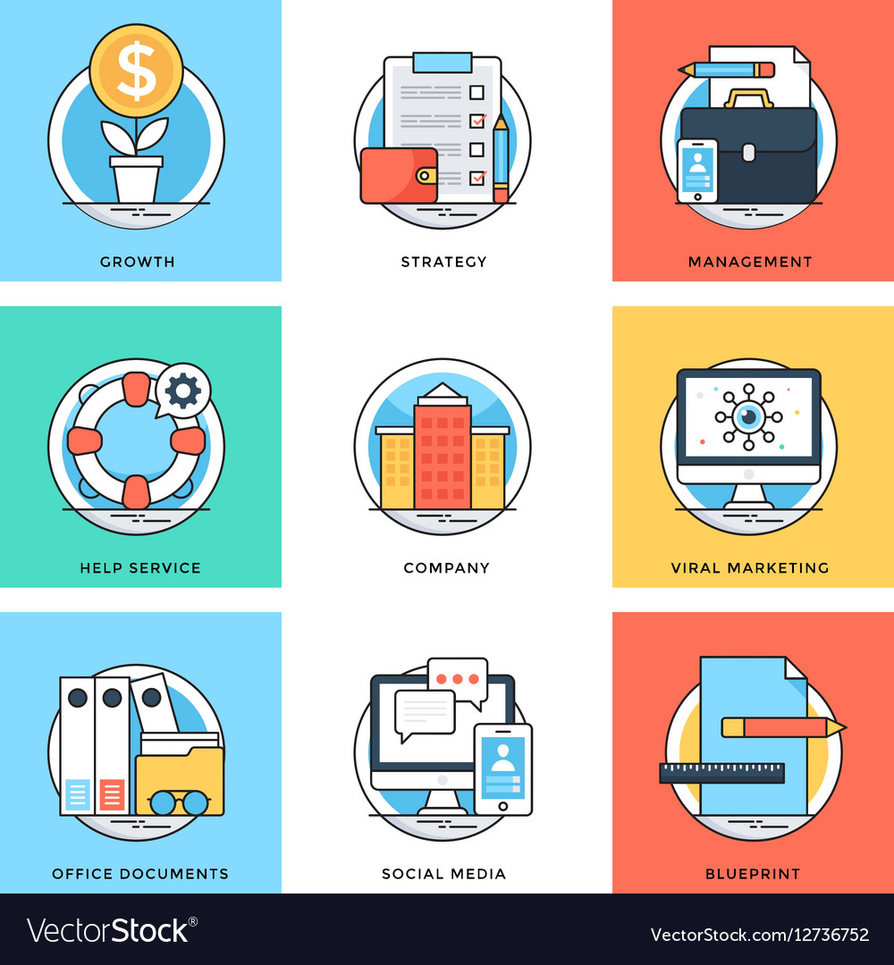 Flat color line design concepts icons 10