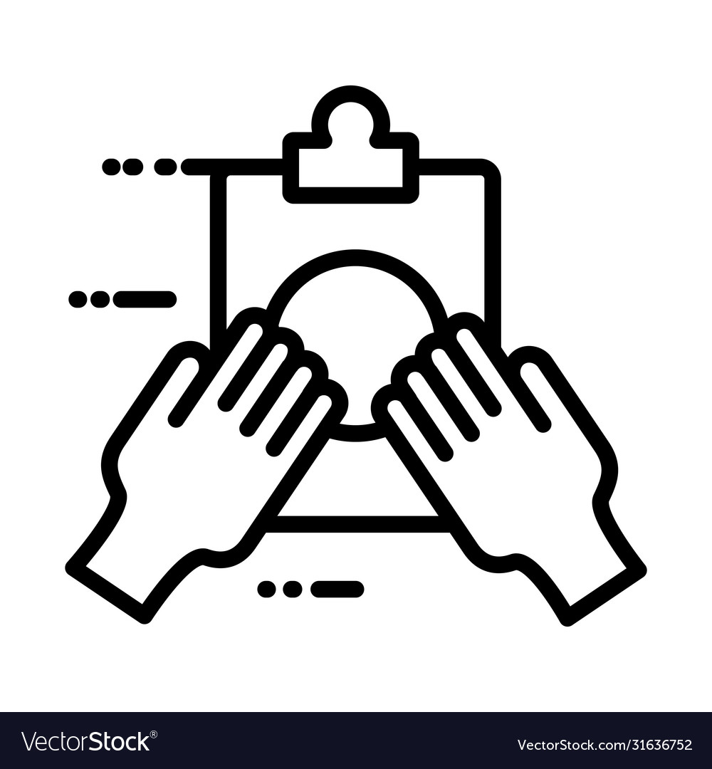 Hands with checklist line style icon