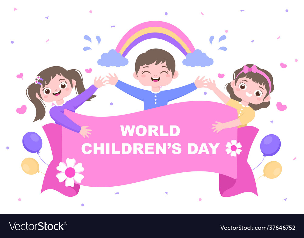 Happy children day celebration with cartoon Vector Image