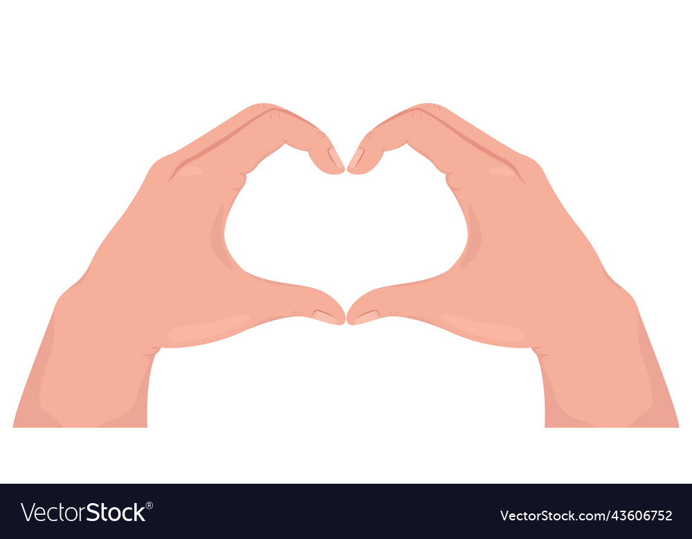 Heart shaped semi flat color hand gesture