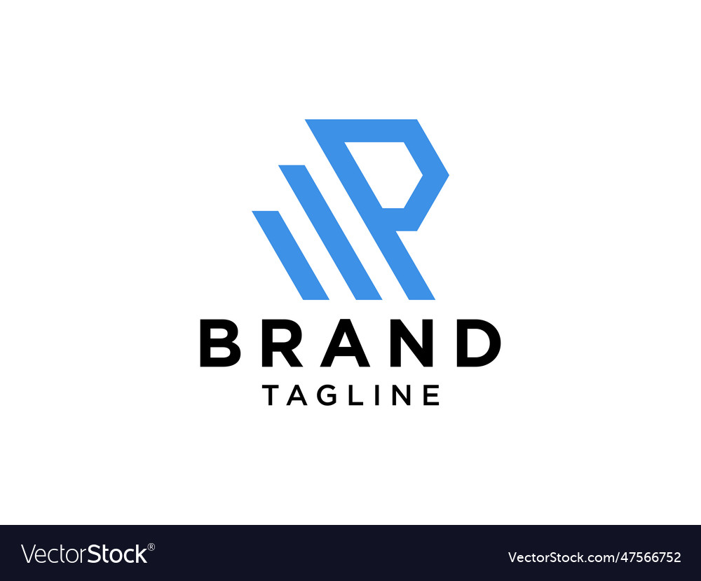 Initial letter r logo blue bright geometric Vector Image