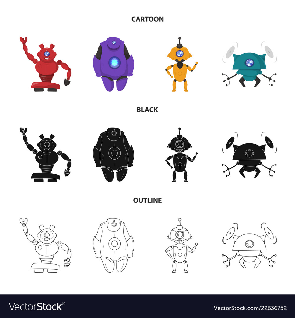 Isolated object of robot and factory symbol set vector image Isolated object of robot and factory symbol set