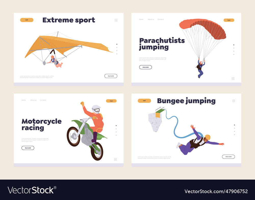 Isolated set of landing page design template vector image Isolated set of landing page design template
