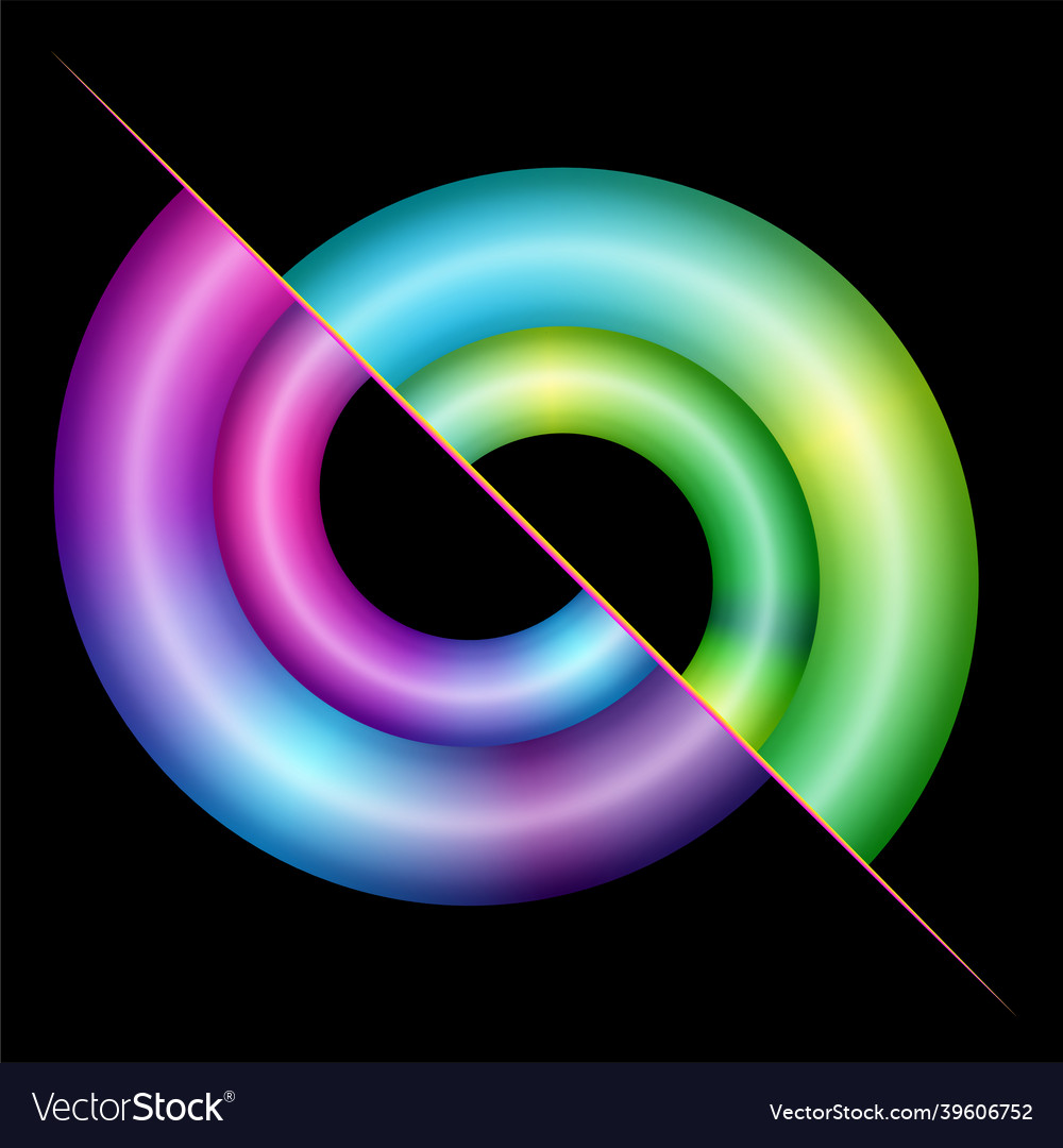 Realistic gradient 3d torus split in two