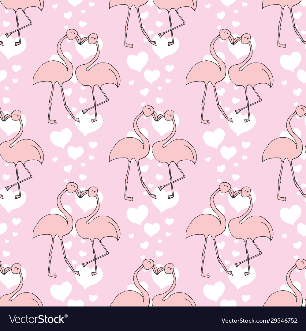 Seamless pattern with heart and exotic bird vector image Seamless pattern with heart and exotic bird