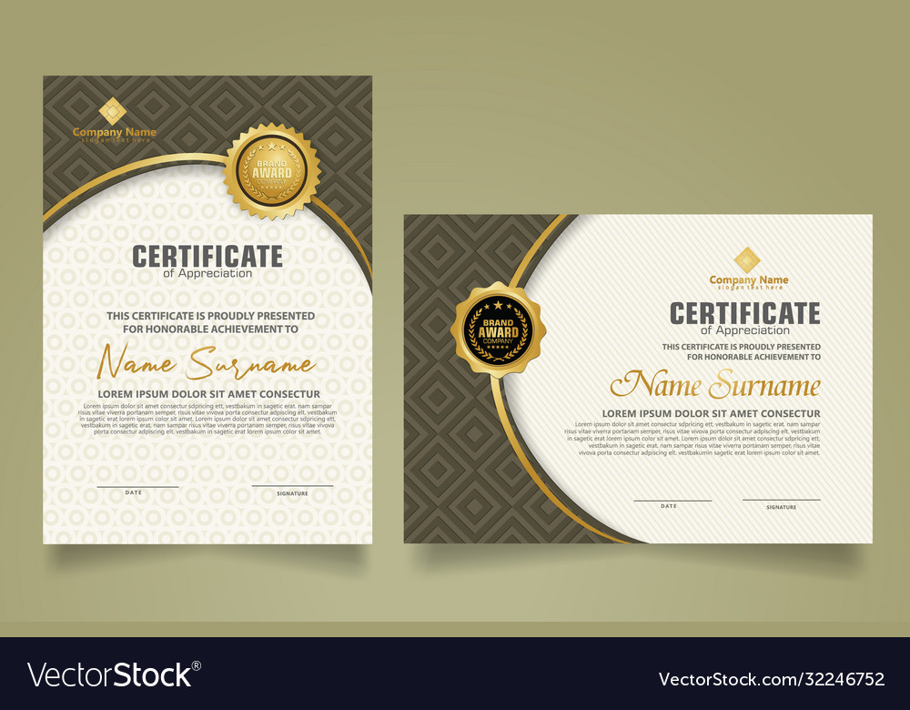 Set horizontal certificate template with geometry