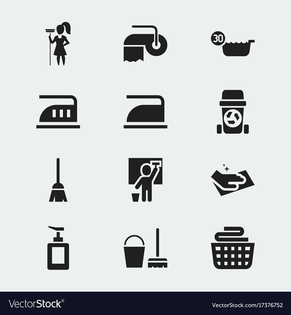 Set of 12 editable cleanup icons includes symbols