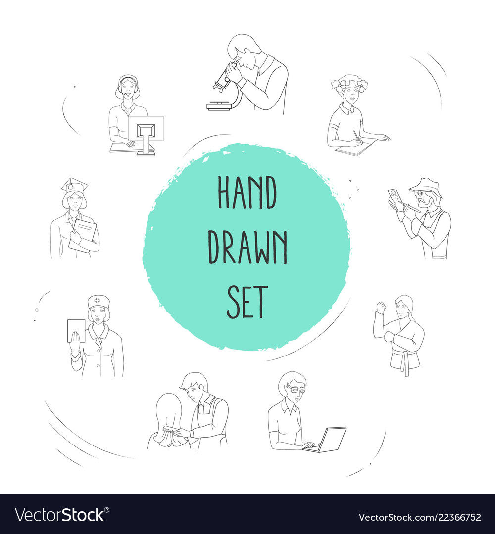 Set of job icons line style symbols with call vector image Set of job icons line style symbols with call