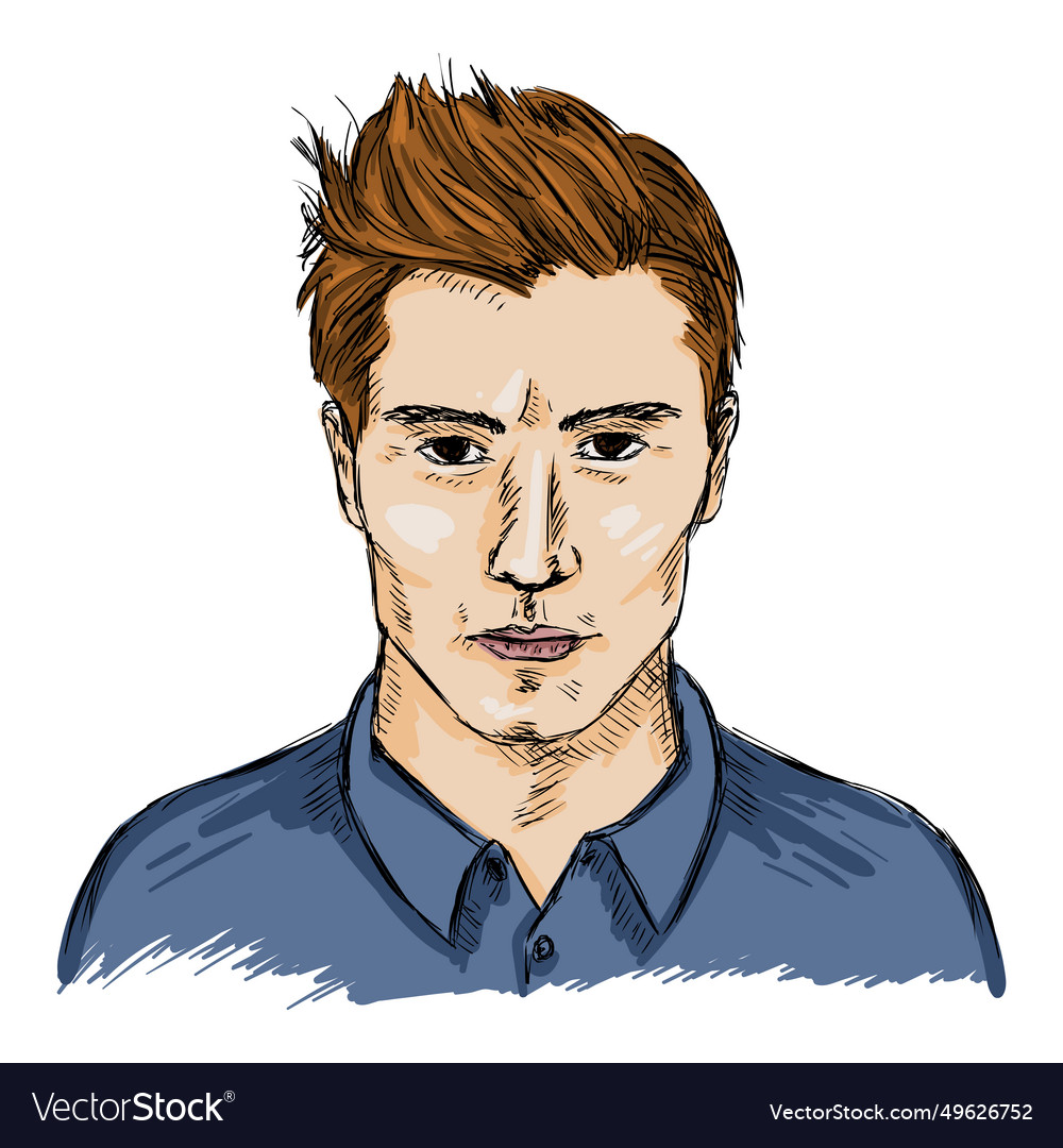 Single sketch male face men hairstyle