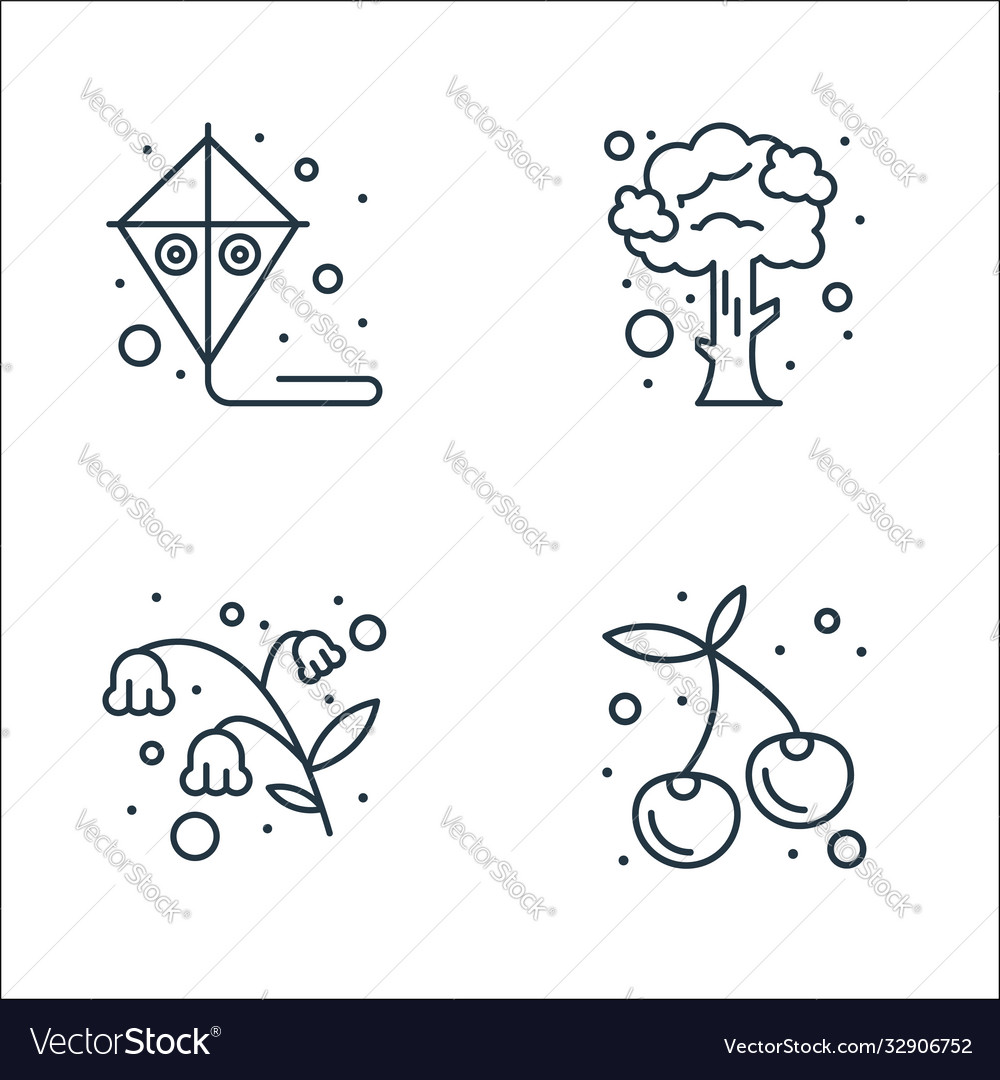 Spring line icons linear set quality vector image Spring line icons linear set quality