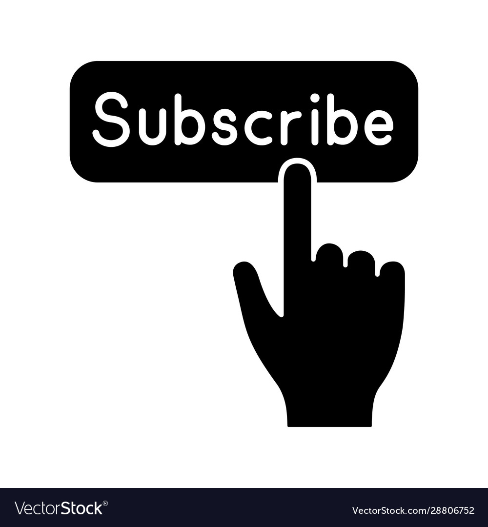 Subscribe Button Glyph Icon - Hand Pressing