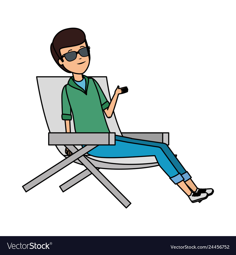 Tourist man sitting in chair character Royalty Free Vector