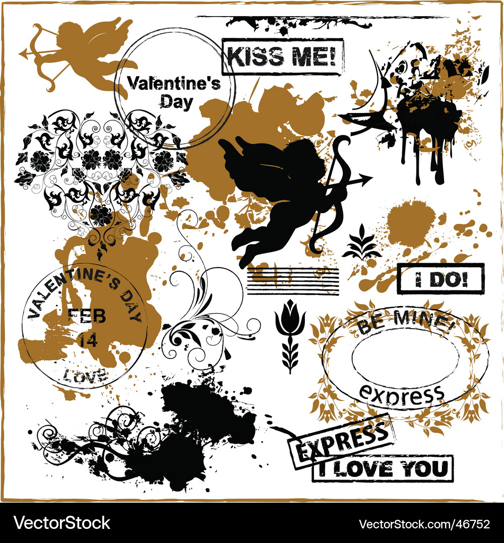 Valentine's Grunge Elements Royalty Free Vector Image