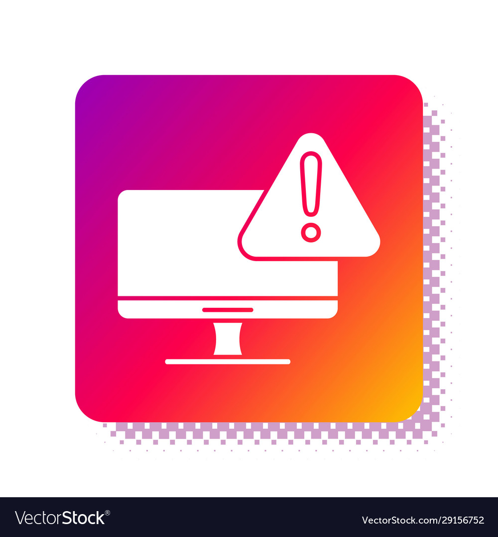 White computer monitor with exclamation mark icon vector image White computer monitor with exclamation mark icon