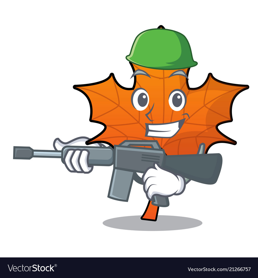 Army red maple leaf character cartoon Royalty Free Vector