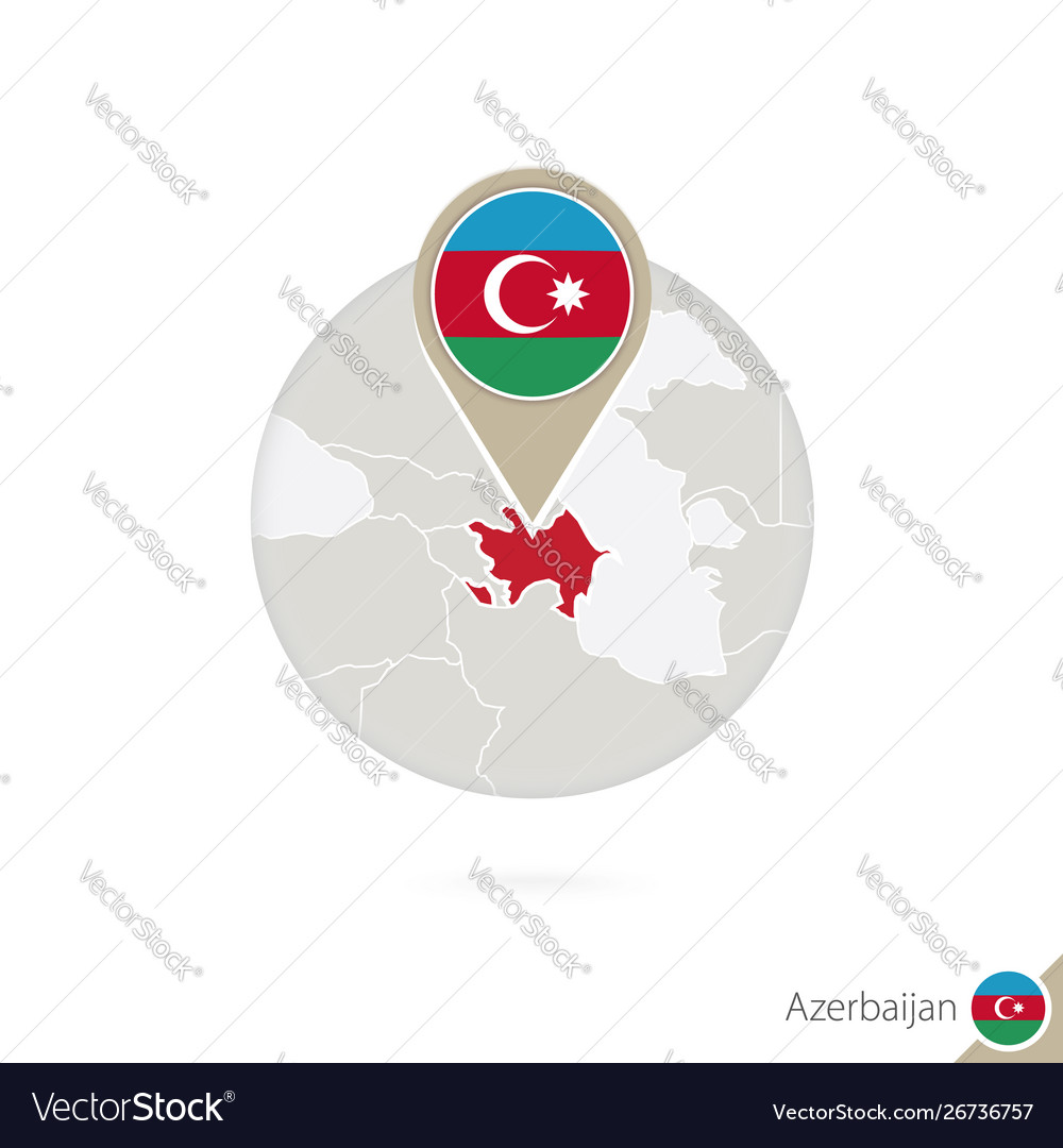 Azerbaijan and flag in circle map vector image Azerbaijan and flag in circle map