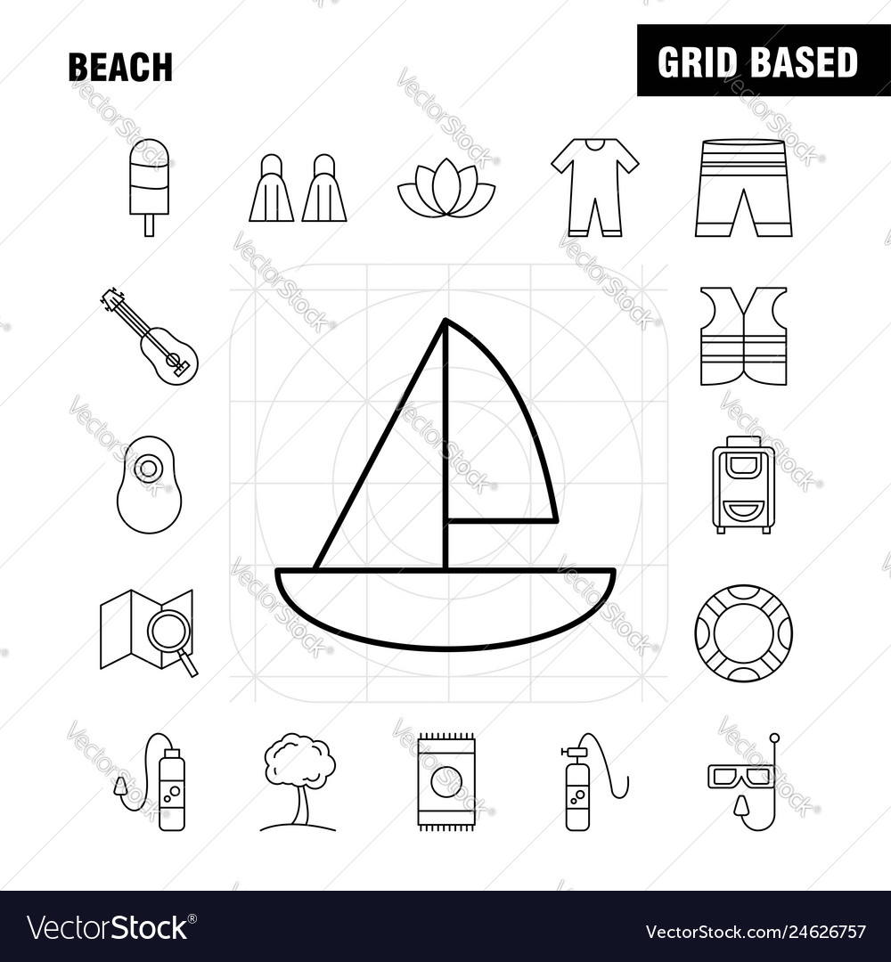 Beach line icon for web print and mobile uxui kit