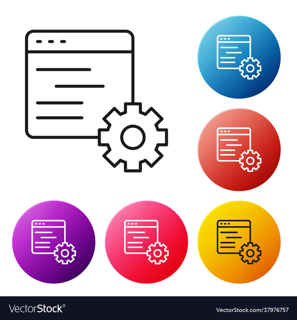 Black line computer api interface icon isolated