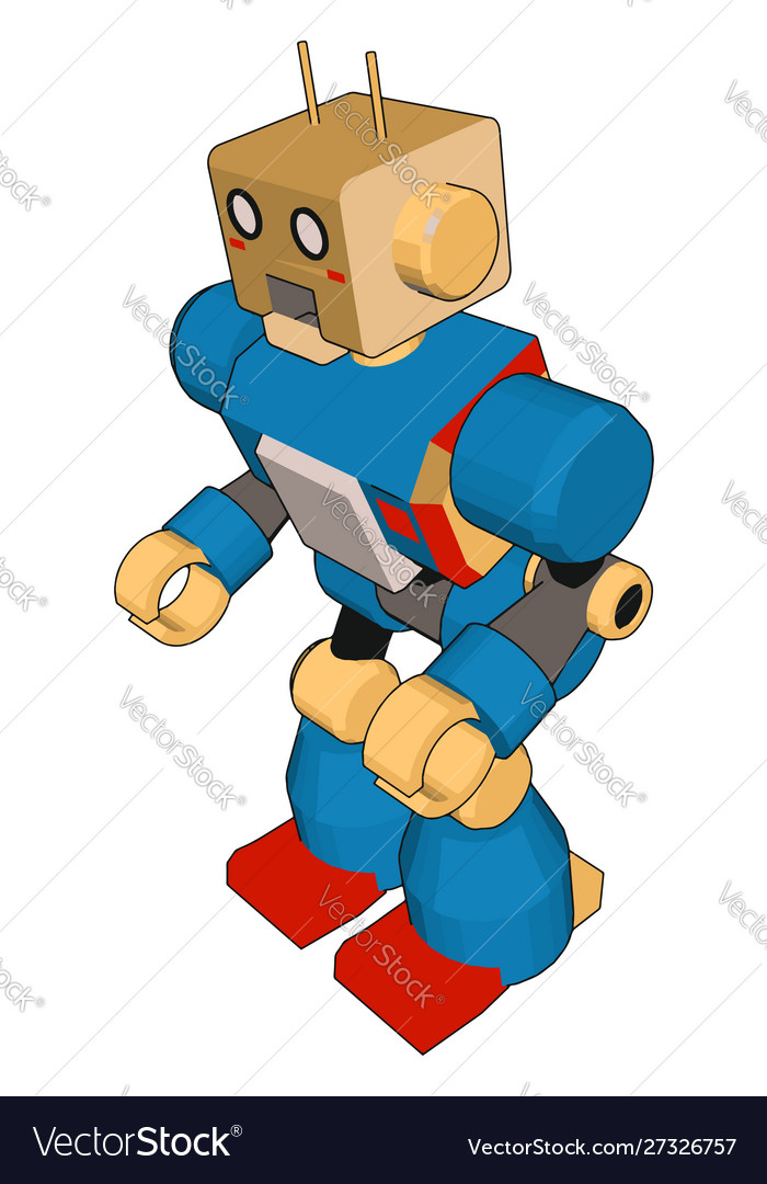 blue and white robot toy