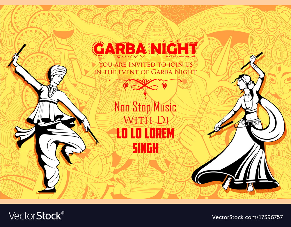 Couple playing dandiya in disco garba night poster