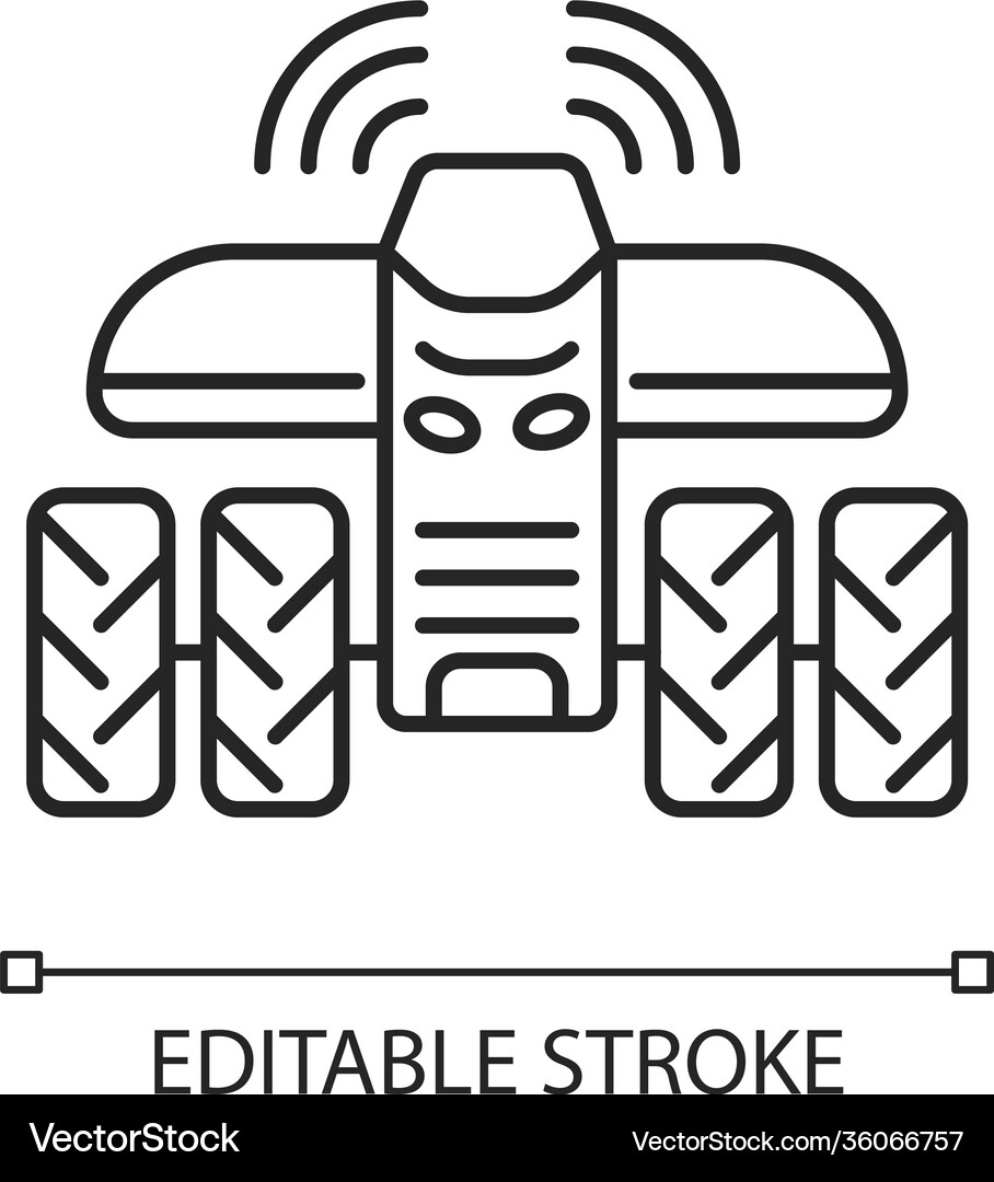 Driverless tractors linear icon Royalty Free Vector Image