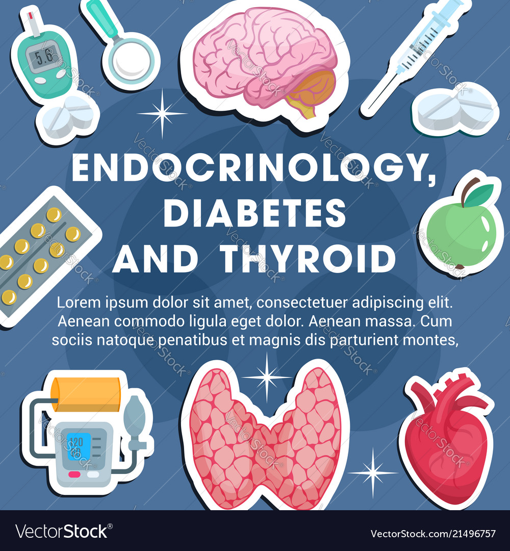 Endocrinology Medicine Poster With Medical Icon Vector Image