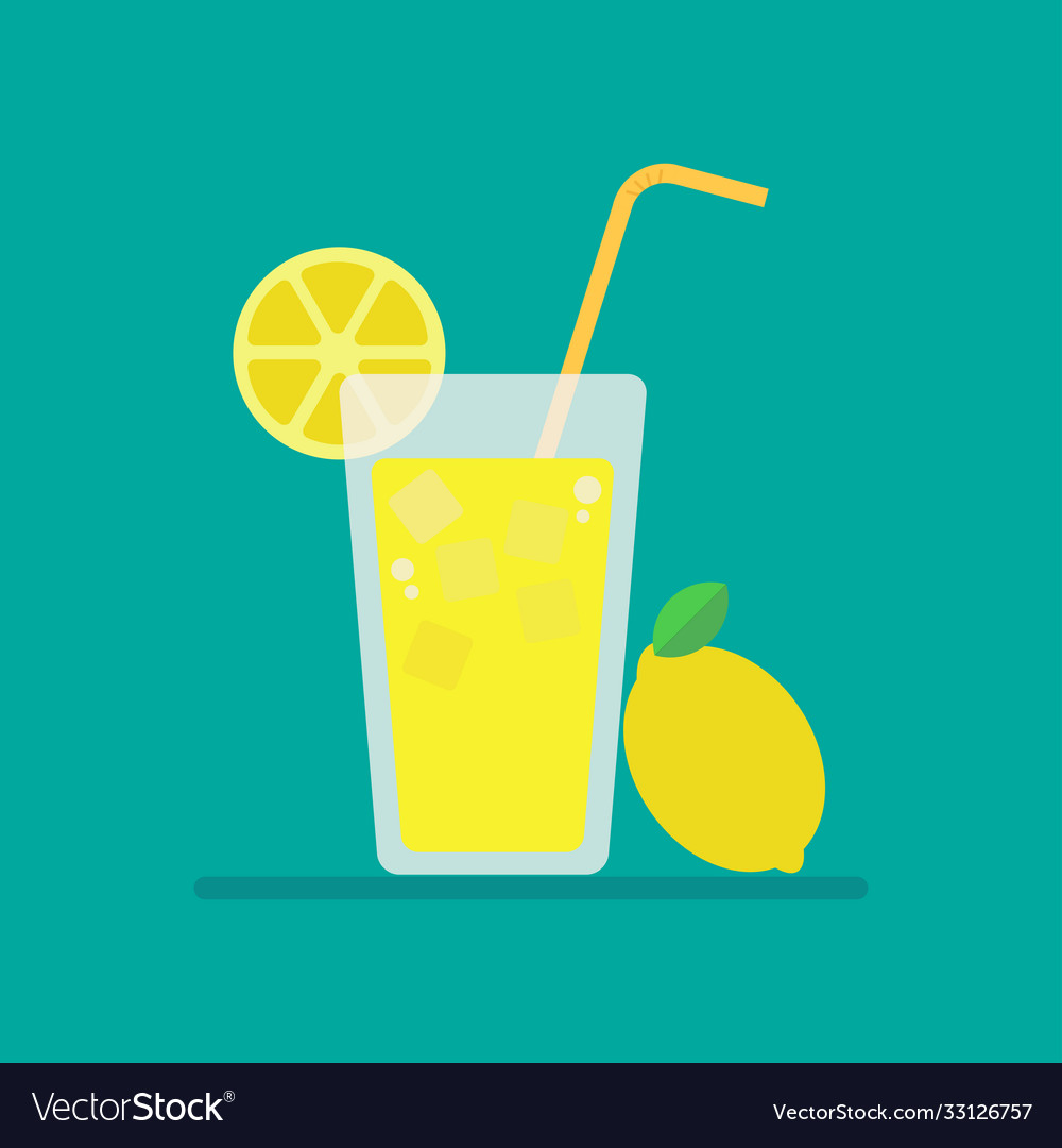 Fresh lemonade icon lemon juice in glass