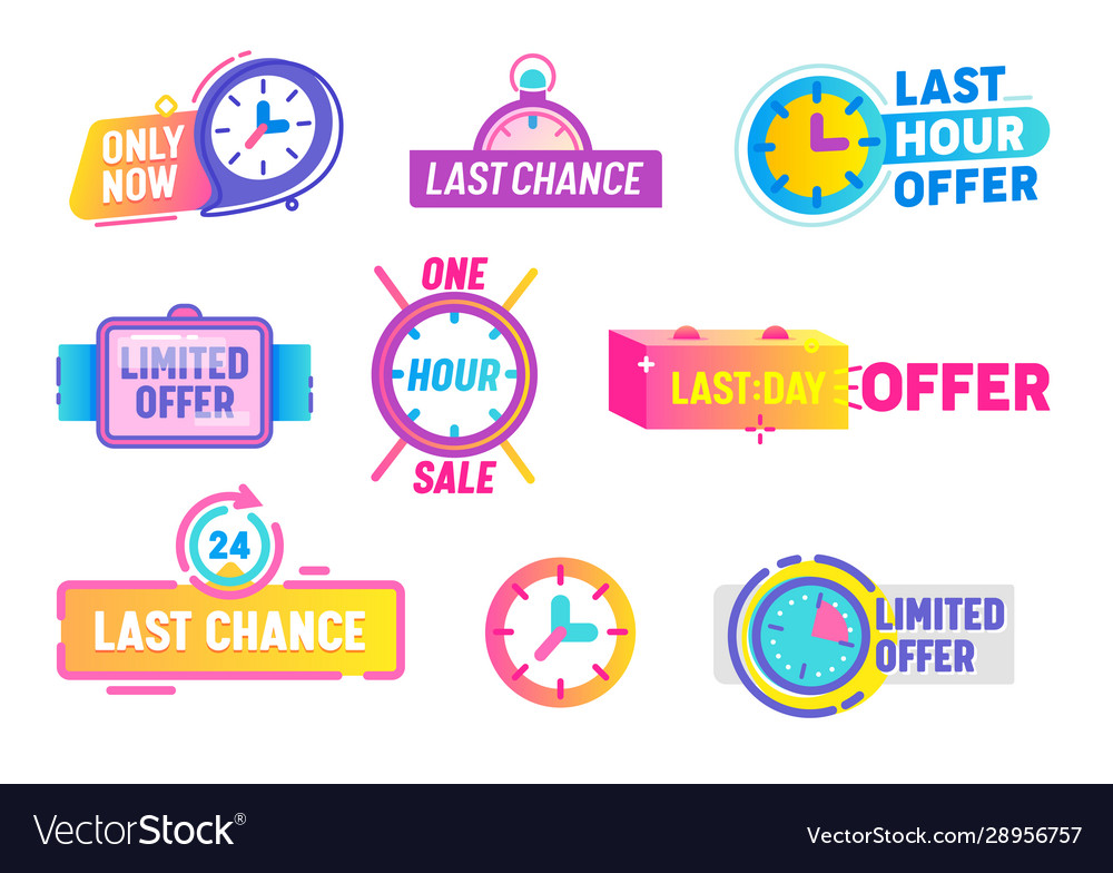 Last chance limited offer icons set isolated