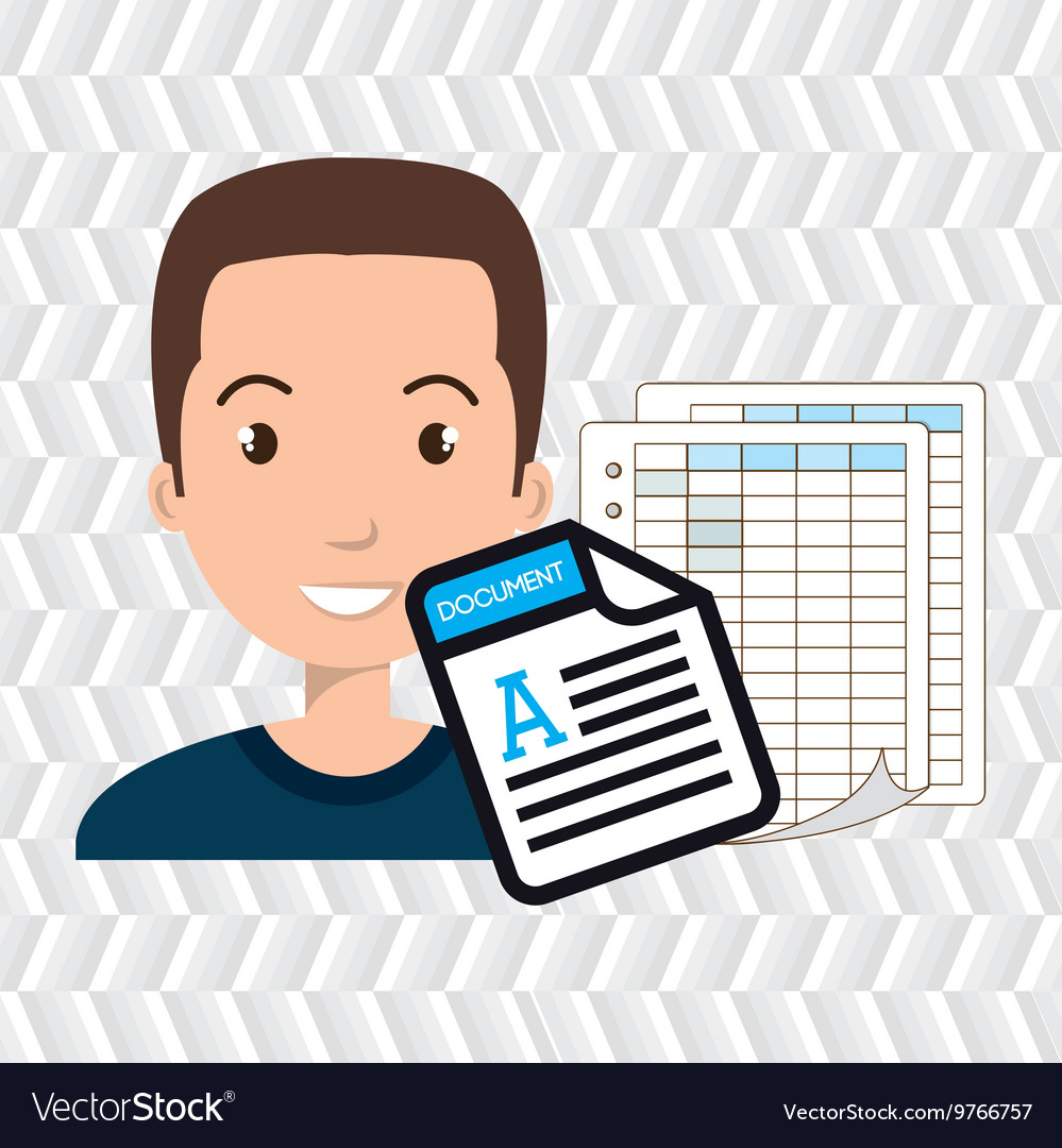 Man with papers isolated icon design