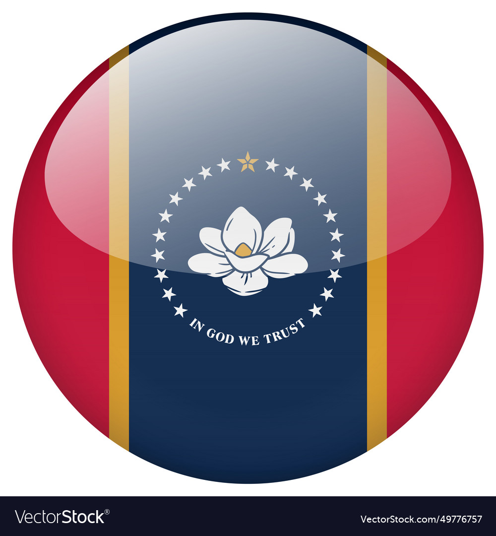 Mississippi flag button royalty free vector image