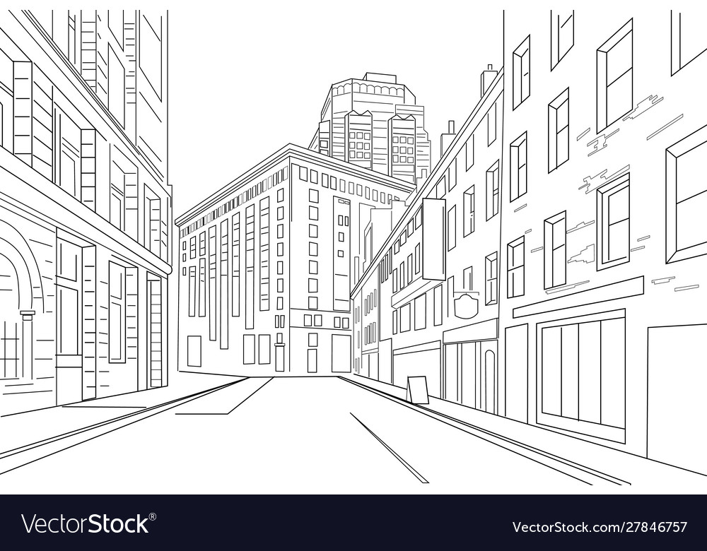 Outline sketch an town city Royalty Free Vector Image