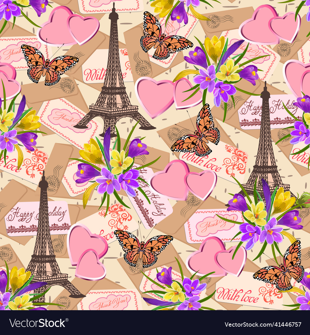 Pattern with eiffel tower vector image Pattern with eiffel tower