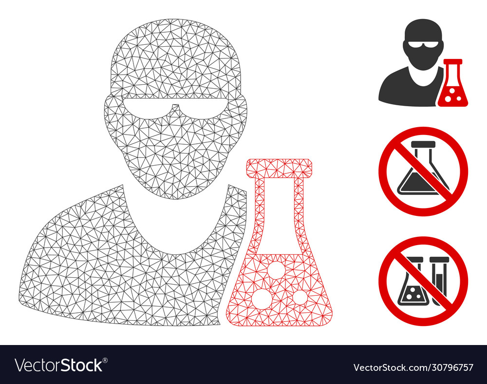 Scientist with flask polygonal frame mesh vector image Scientist with flask polygonal frame mesh