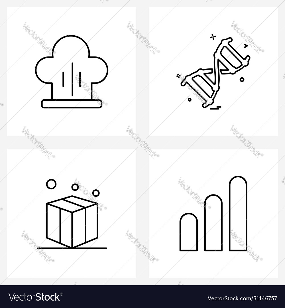 Set 4 simple line icons for web and print