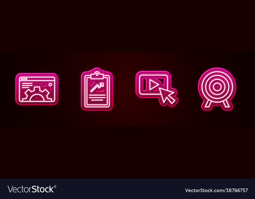 Set line browser setting clipboard with graph vector image Set line browser setting clipboard with graph