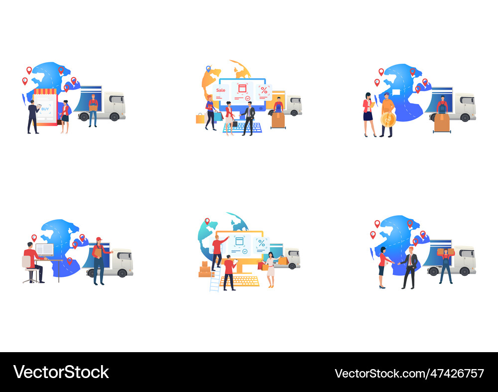Set of commerce and logistics Royalty Free Vector Image